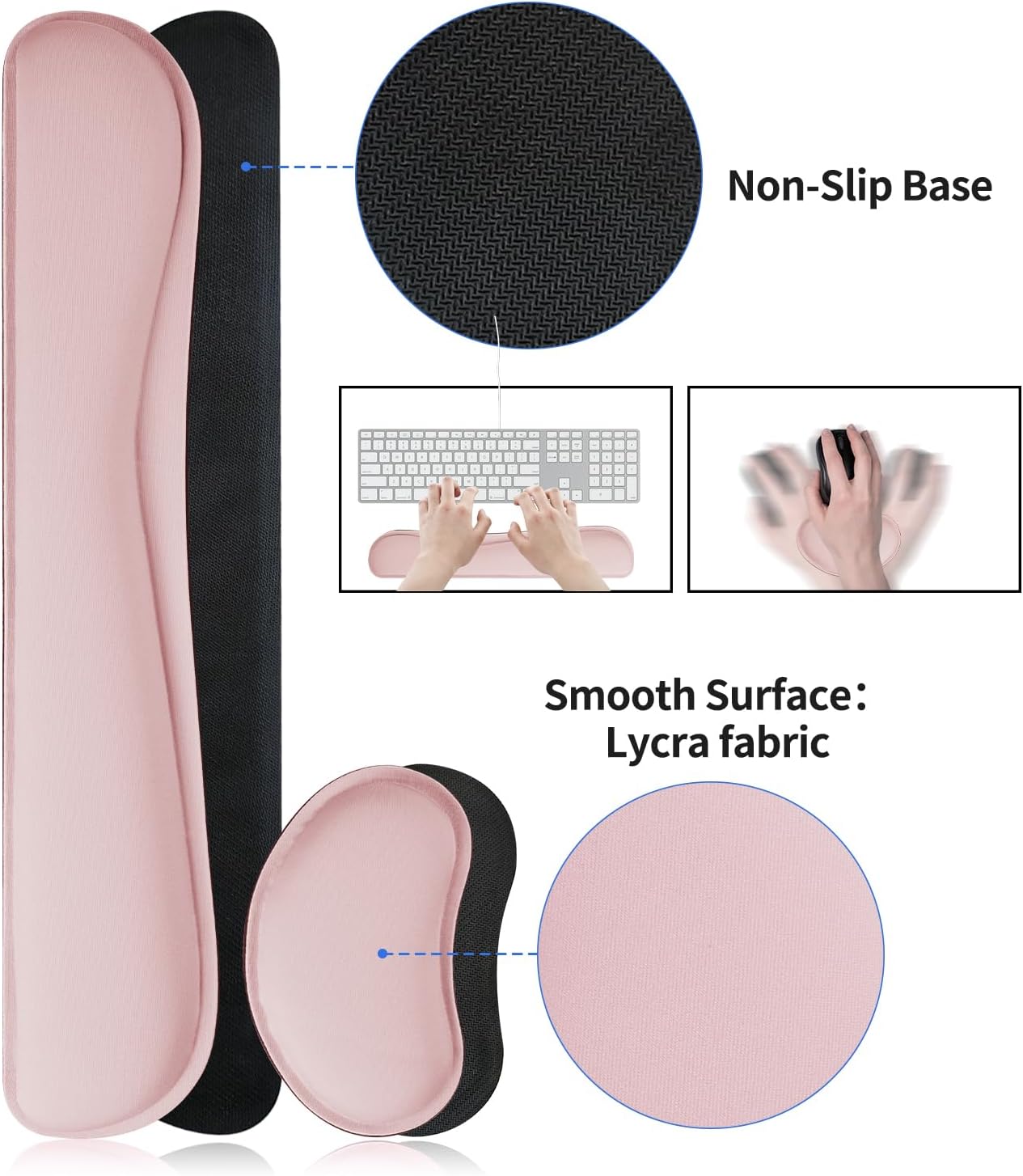 Bloss Leather Desk Pad and Keyboard Wrist Rest, Large Mouse Pad + Keyboard Pad+Mouse Wrist Support, Non-Slip Desk Mat Protector for Office, Home(31.5×15.7 Inches,Beige) - Colors A