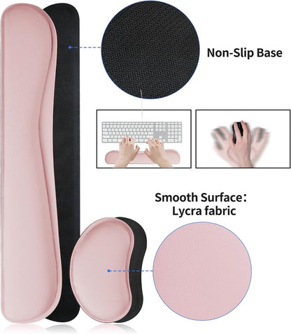 Bloss Leather Desk Pad and Keyboard Wrist Rest, Large Mouse Pad + Keyboard Pad+Mouse Wrist Support, Non-Slip Desk Mat Protector for Office, Home(31.5×15.7 Inches,Beige) - Colors A