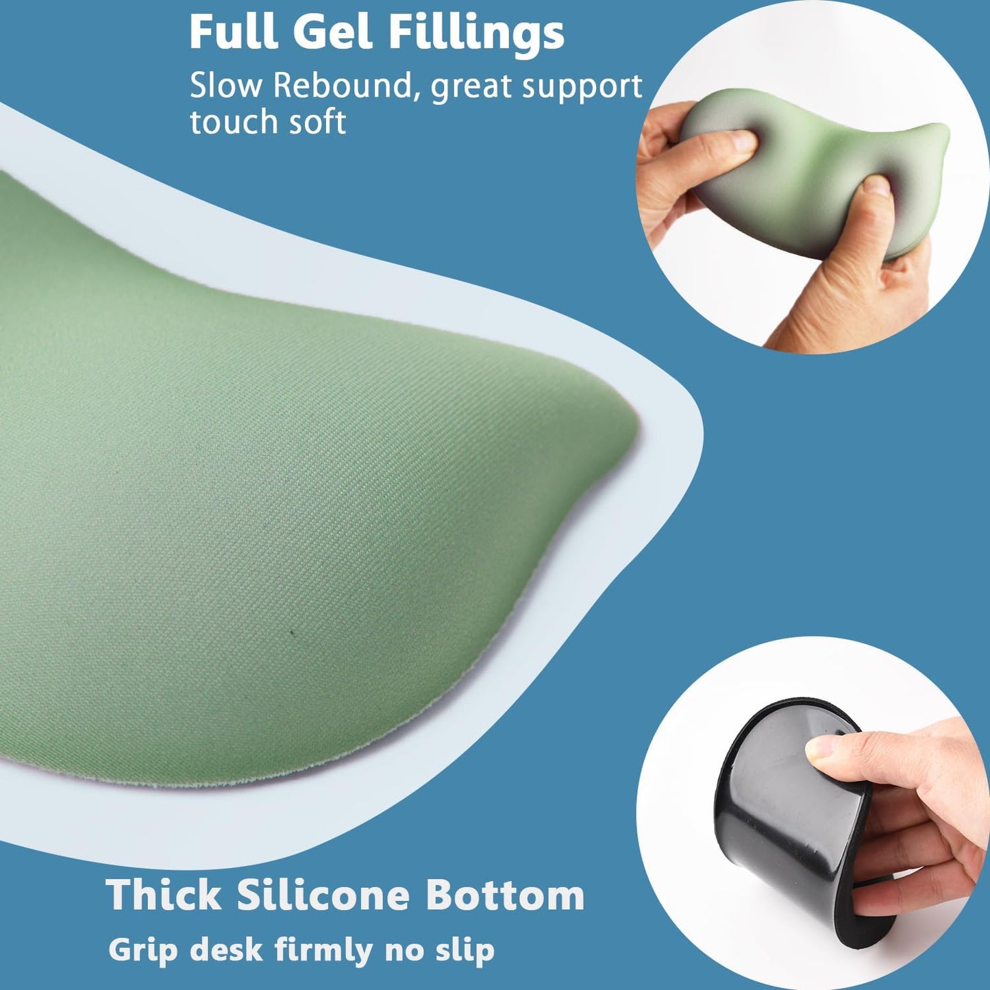Ergonomic Mouse Wrist Rest Pad, Small Gel Mouse Keyboard Support Cushion Non-Slip Base, for Easy Typing and Wrist Pain Relief Office Computer, Laptop, PC Gaming (Blue)