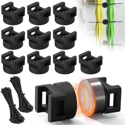 Magnetic Zip Tie Mount, 25LBS Strong Magnetic Wire Holder, Multipurpose Magnet Zip Tie Mount, Waterproof Magnet Cable Tie Holders for Home Office Marine Automotive Electrical Wiring Management