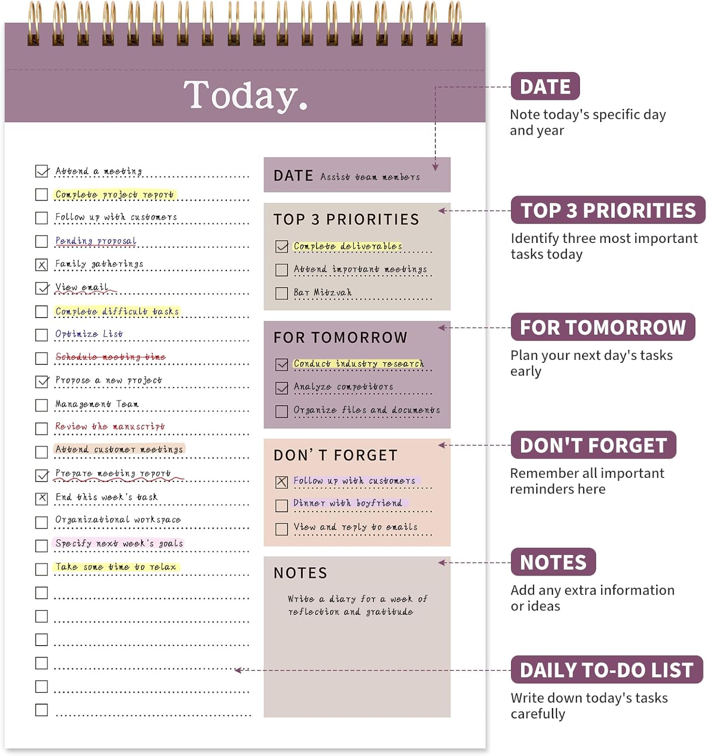 104 Pgs Weekly To Do List Notepad, 52 Duplex-Printed Undated Sheets 100 GSM（8.5"×11") Weekly Desk Planner For Work Home School Office Desk Accessories Supplies & Goal Setting Tasks - Green