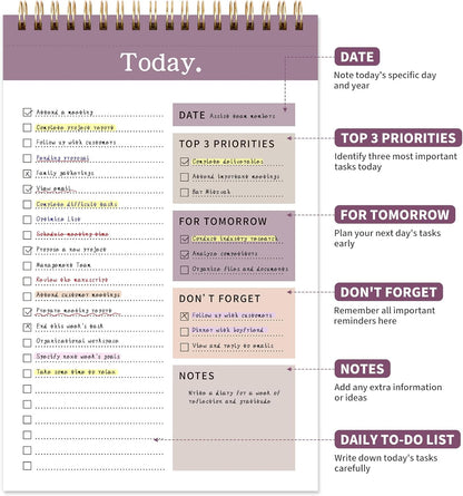 104 Pgs Weekly To Do List Notepad, 52 Duplex-Printed Undated Sheets 100 GSM（8.5"×11") Weekly Desk Planner For Work Home School Office Desk Accessories Supplies & Goal Setting Tasks - Green