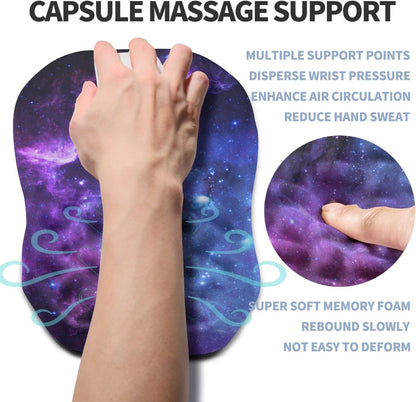 Ergonomic Raised Mouse Pad Wrist Support with Bilateral Slope Memory Foam Mousepad for Wrist Rest and Carpal Tunnel Pain Relief 11.8x7.9〃 Black