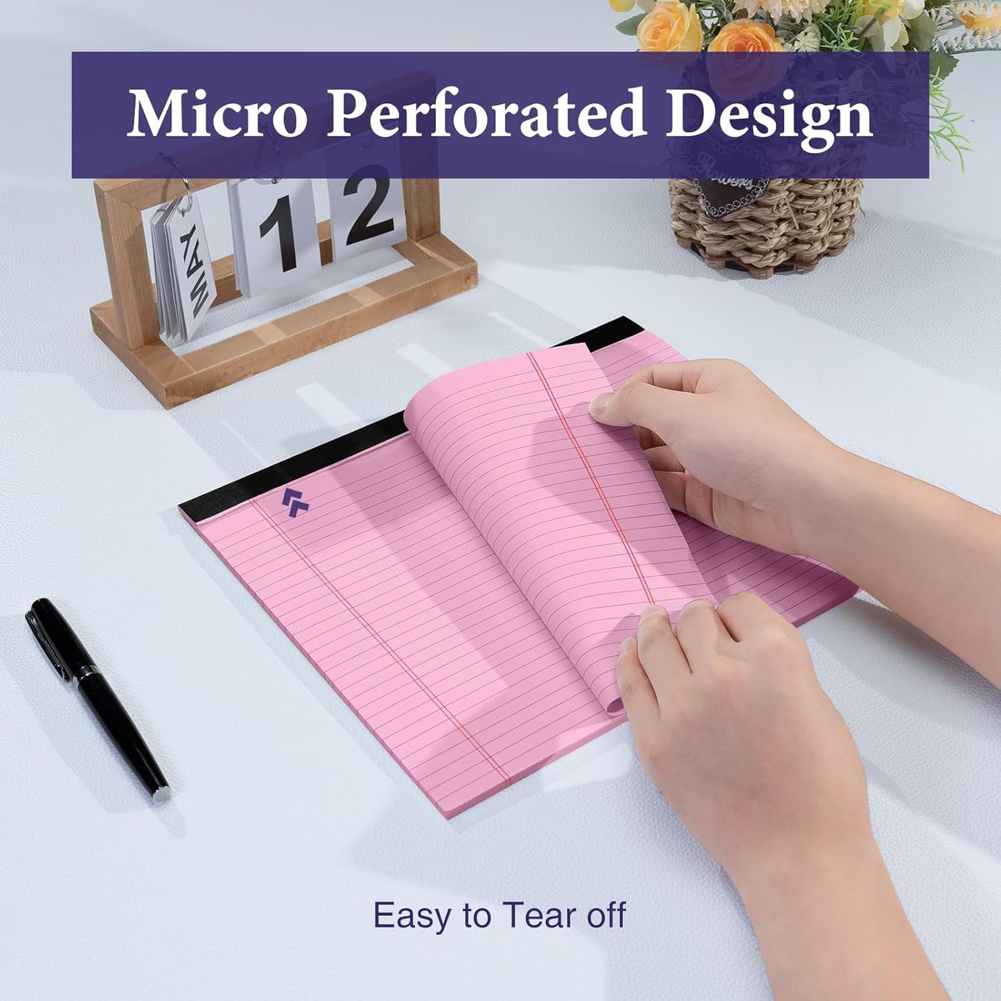 2 Pcs Note Pads 11" x 9.5" Legal Pads College Ruled Notepad Micro Perforated Writing Pads White Lined Paper 80GSM College Ruled Paper Pad of Paper 30 Sheets Notebook for School, To-Do Lists, Office