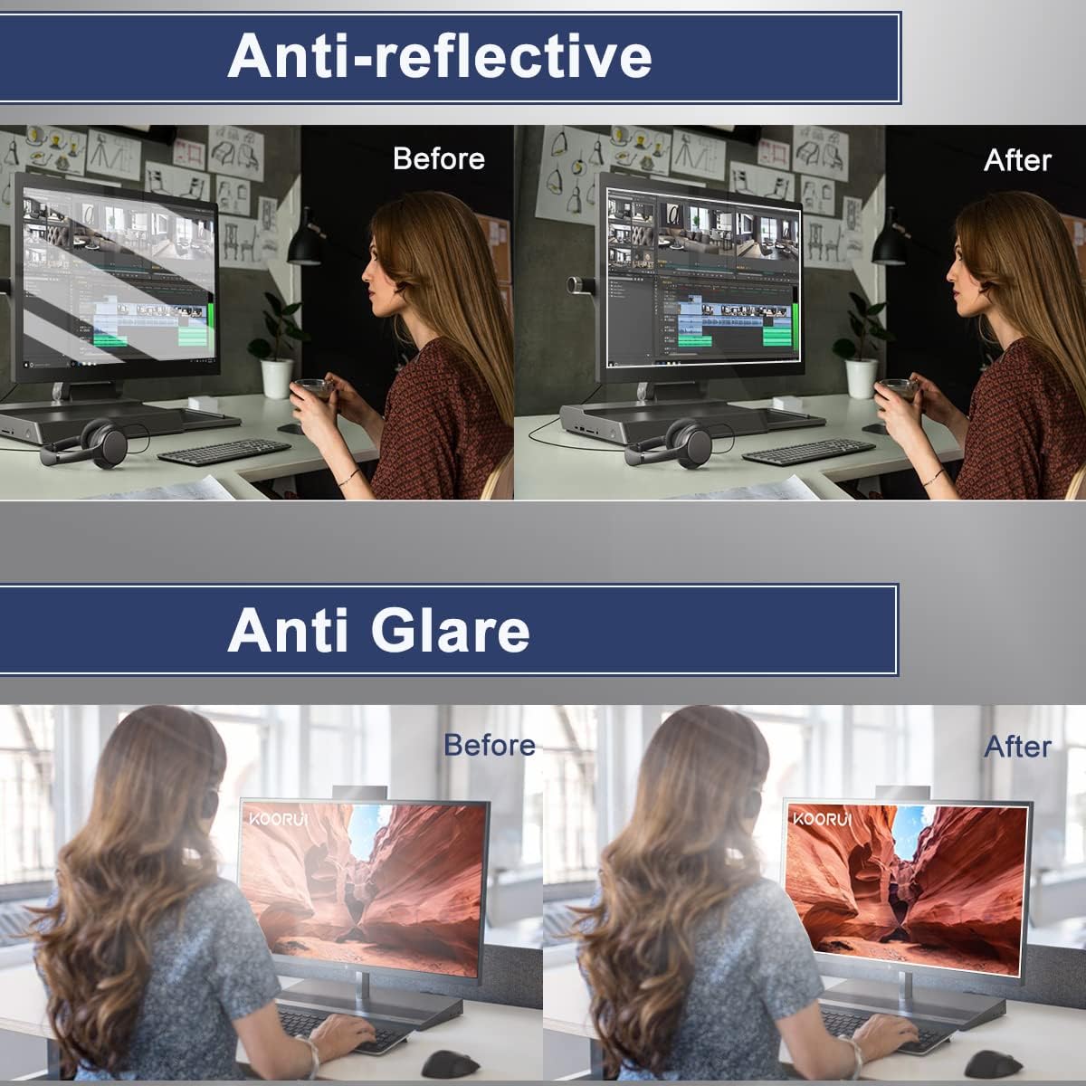 2Pack 22" Anti Glare Matte Monitor Screen Protector for Sceptre/LG/Dell/HP/Acer/ViewSonic/ASUS/Aoc/Samsung Diagonal 22" 16:10 LED PC Screen Gaming Monitor Eye Protection Film (L x W/474 x 296)
