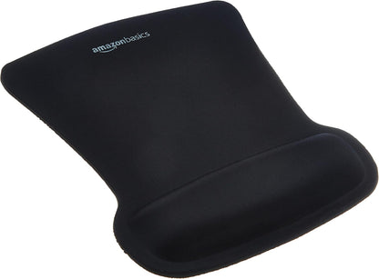 Amazon Basics Irregular Ergonomic Gel Computer Mouse Pad with Wrist Support, Non-Slip, 10.1L x 8.1W inches, Black