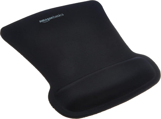 Amazon Basics Irregular Ergonomic Gel Computer Mouse Pad with Wrist Support, Non-Slip, 10.1L x 8.1W inches, Black
