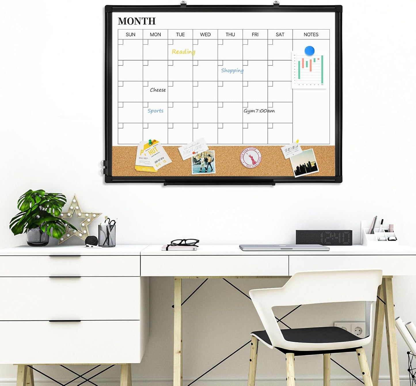 Weekly Calendar Dry Erase Whiteboard for Wall, 24"x18" Magnetic Weekly Planner White Board, Double Sided Hanging Daily Planning Board for Home, Office, School, Kitchen