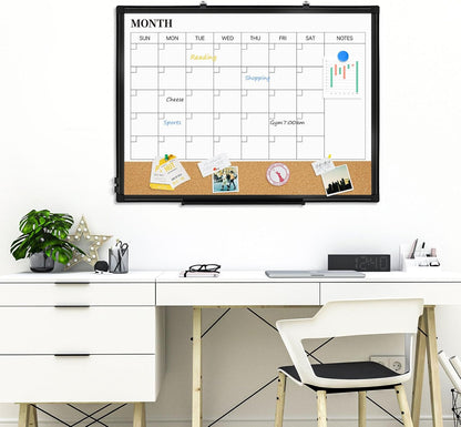 Weekly Calendar Dry Erase Whiteboard for Wall, 24"x18" Magnetic Weekly Planner White Board, Double Sided Hanging Daily Planning Board for Home, Office, School, Kitchen