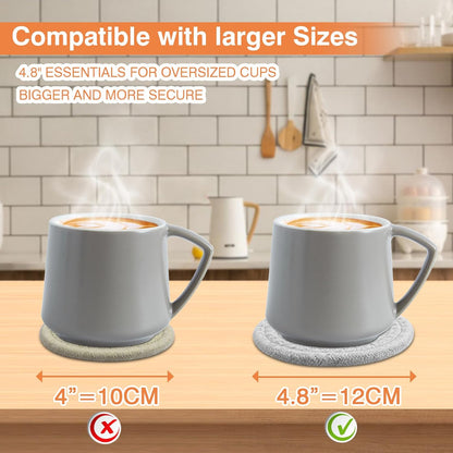 4.8" Drink Cotton Coasters Set of 2 – Boho Woven Drink Pads for Coffee & Tea, Neutral Sandstone Blend Fabric Cup Mats for Desk, Table, Nightstand, Dorm, Giftable Absorbent Coaster Set (Latte)