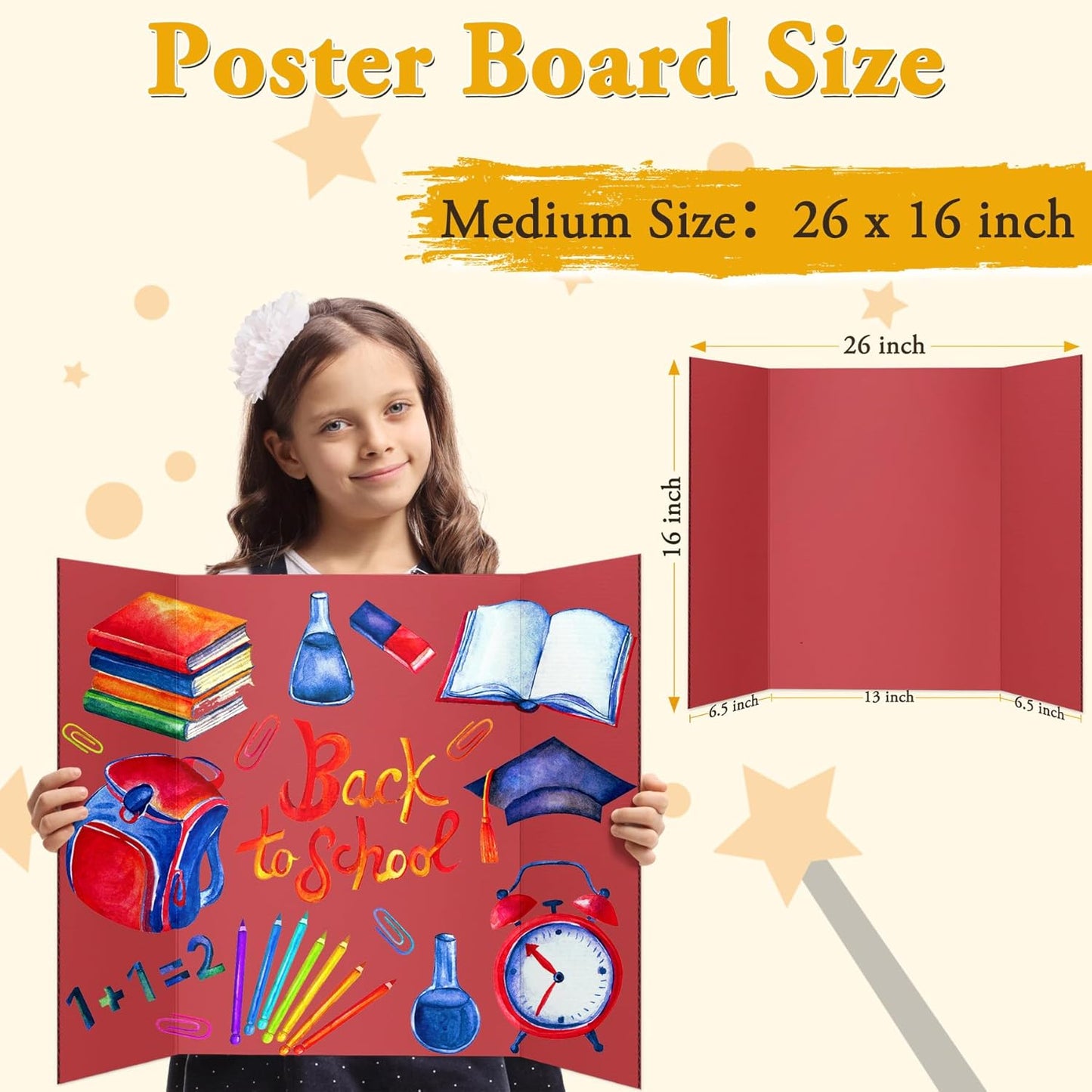 AKONEGE 3Pcs Small Trifold Poster Board, 21 x 14 inches White Tri Fold Poster Boards Corrugated Presentation Board Science Fair Display Boards for School Fun Projects, Exhibitions and Business
