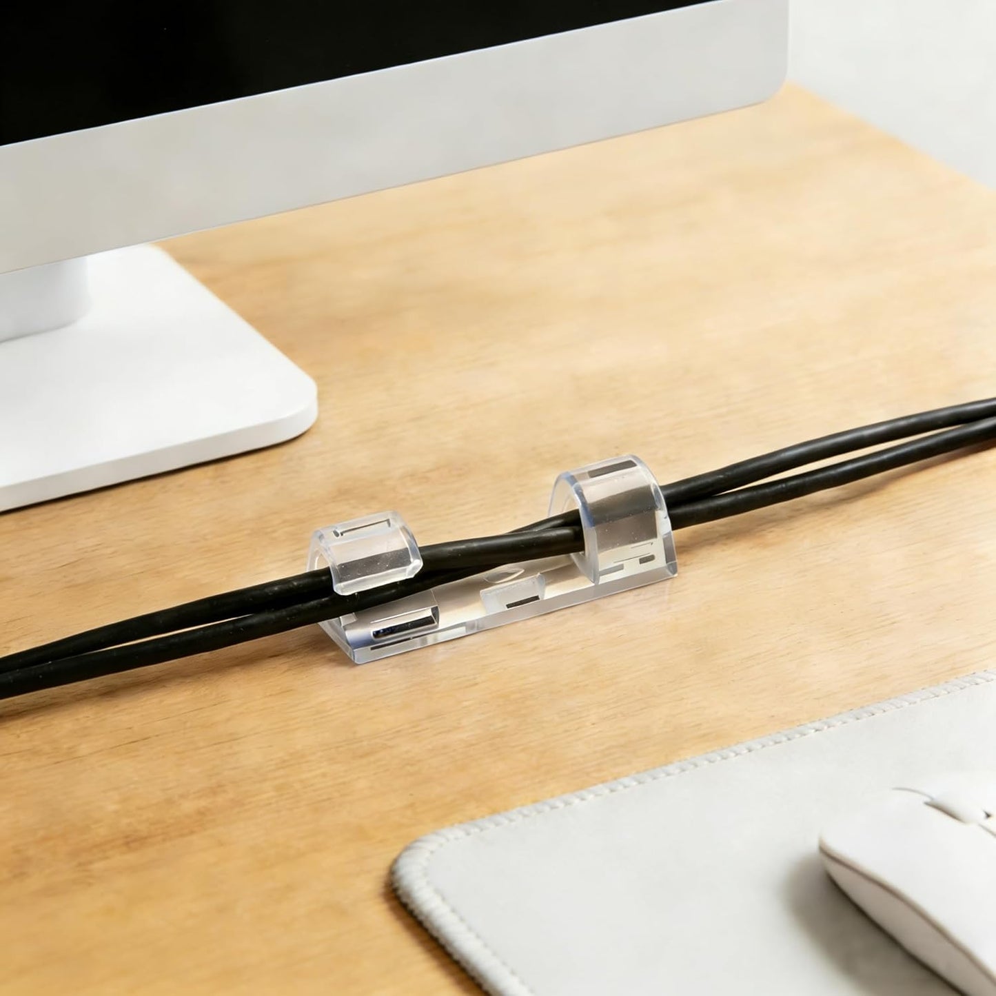 40PCS Strong Adhesive Cable Clips Clear, Premium Wire Holders for Wall, Strong Cord Organizer Under Desk, Car, PC