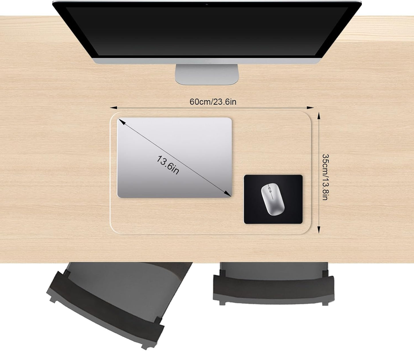 Clear Desk Mat, Non-Slip PVC Desk Protector Mat with Round Edge, Heat Resistant & Waterproof Clear Desk Writing Mat for Home and Office (23.6"*15.7")