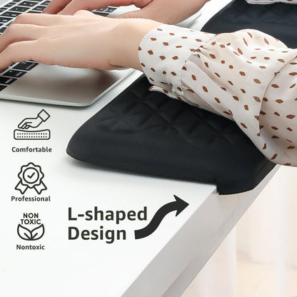 L-Shaped Desk EdgeRest, 2-Piece Set, Plam & Wrist & Forearm & Elbow Comfort Support for Table or Desk Edge, Non-Slip, Memory Foam Padding, Ergonomic Design, Separate Design (11.8 * 3.9 inch)