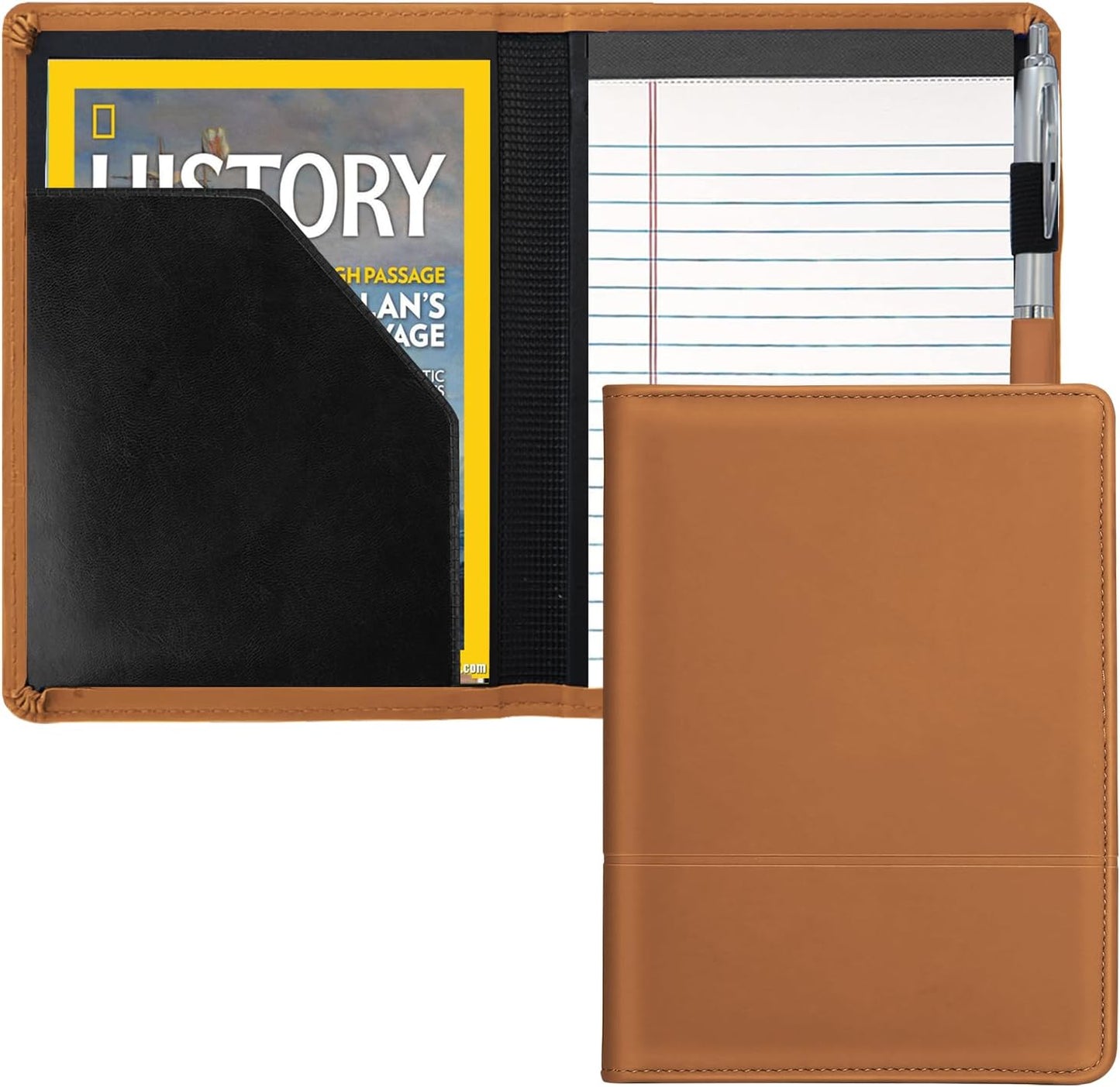 Padfolio/Portfolio Binder, Mini Padfolio Portfolio Binder 5 x 8 Legal Writing Pad, A5 Document Organizer Folder for Men Women, Black