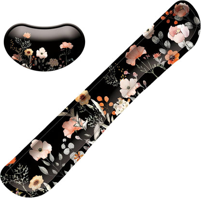 Keyboard Wrist Rest Mouse Wrist Support Set, Memory Foam Wrist Rest Pad for Computer Laptop Keyboard Mouse, Ergonomic Wrist Cushion Support for Typing Pain Relief, Gaming Home Office, Flowers Grass