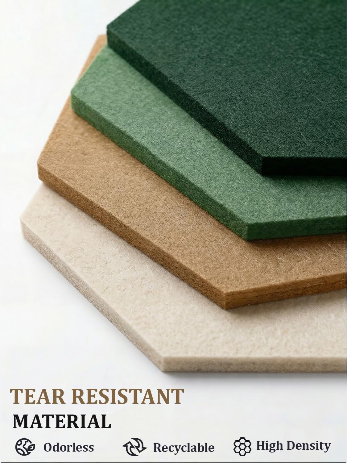 8 Pack Hexagon Felt Bulletin Board Tiles - 12" Large Thick Pin Board for Walls with 30 Push Pins, DIY Boards for Office Home School Decor, Aesthetic Hex Cork Board Alternative