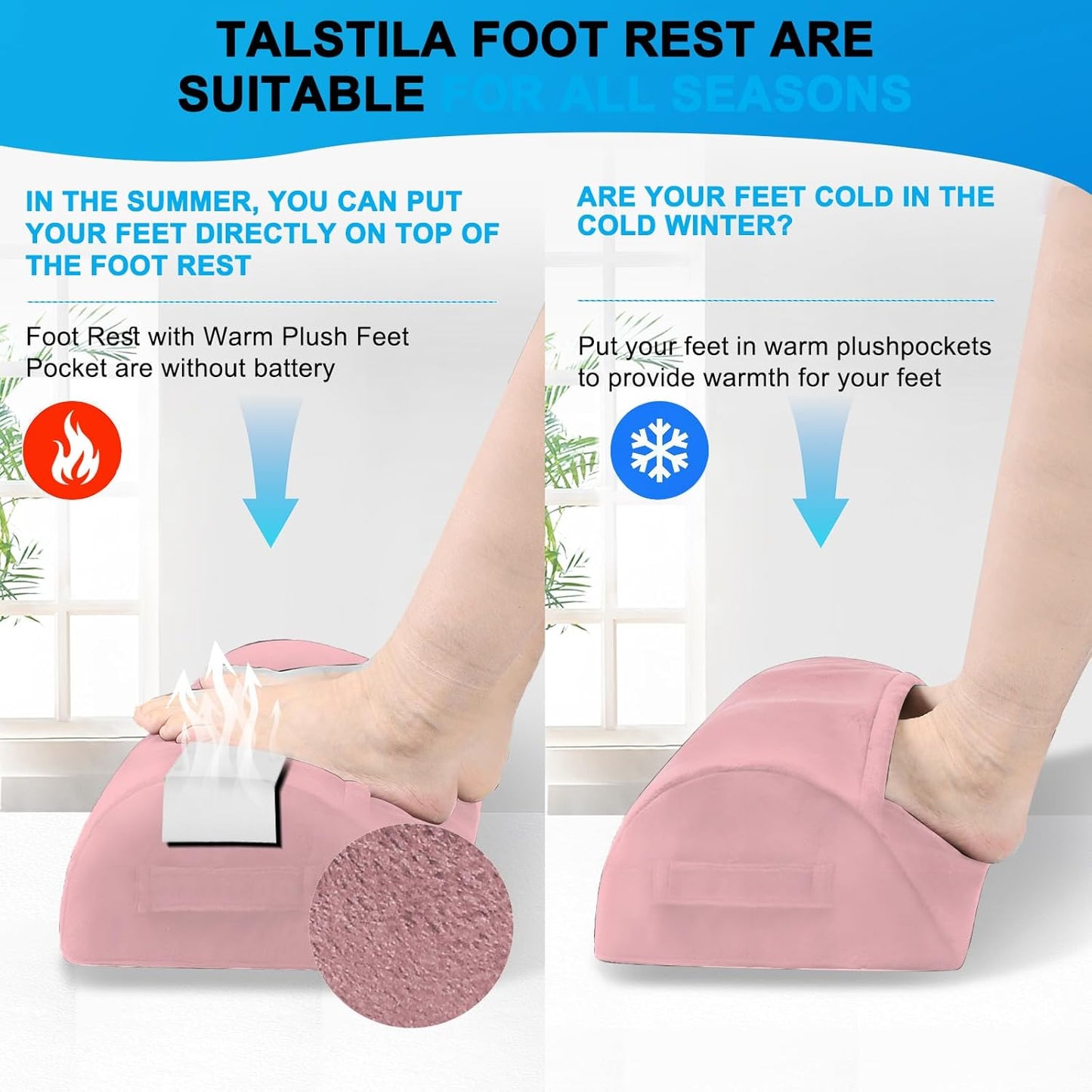 TALSTILA Foot Rest for Under Desk at Work, Footrest with Warm Plush Feet Pocket, Ergonomic Foam Foot Stool, Under Desk Footrests, for Office Desks & Office Chair - Back & Leg Pain Relief