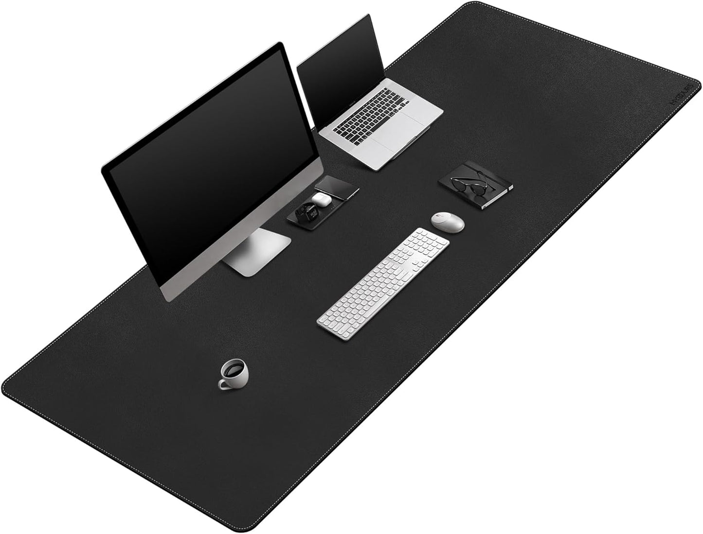 Mydours 40" x 20" Extra Large Desk Mat, PU Leather & Cork Desk Pad, Large XXL Desk Mouse Pad for Workstation, Office, Home, Computer Desk Mat with Keyboard & Mouse (Black)