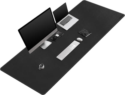 Mydours 40" x 20" Extra Large Desk Mat, PU Leather & Cork Desk Pad, Large XXL Desk Mouse Pad for Workstation, Office, Home, Computer Desk Mat with Keyboard & Mouse (Black)