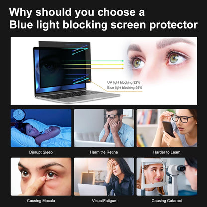 13.3 Inch 16:9 Laptop Privacy Screen Filter, Computer Monitor Privacy Shield, Anti Scratch Anti Spy Anti Glare Blue Light Screen Protector