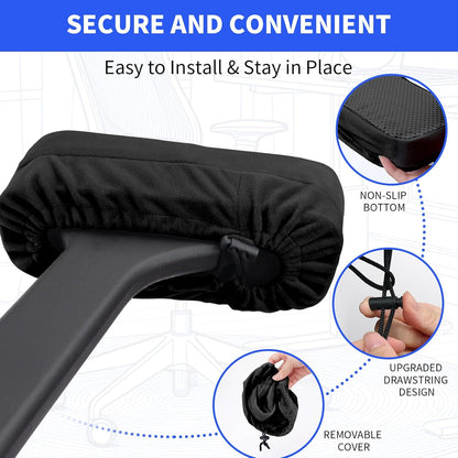 YOUFi Office Chair Arm Pads Extra Soft Velvet Arm Rest Covers for Elbows & Forearms Pressure Relief, Set of 2 Armrest Covers for Desk Chair, Gaming Chair (Black)