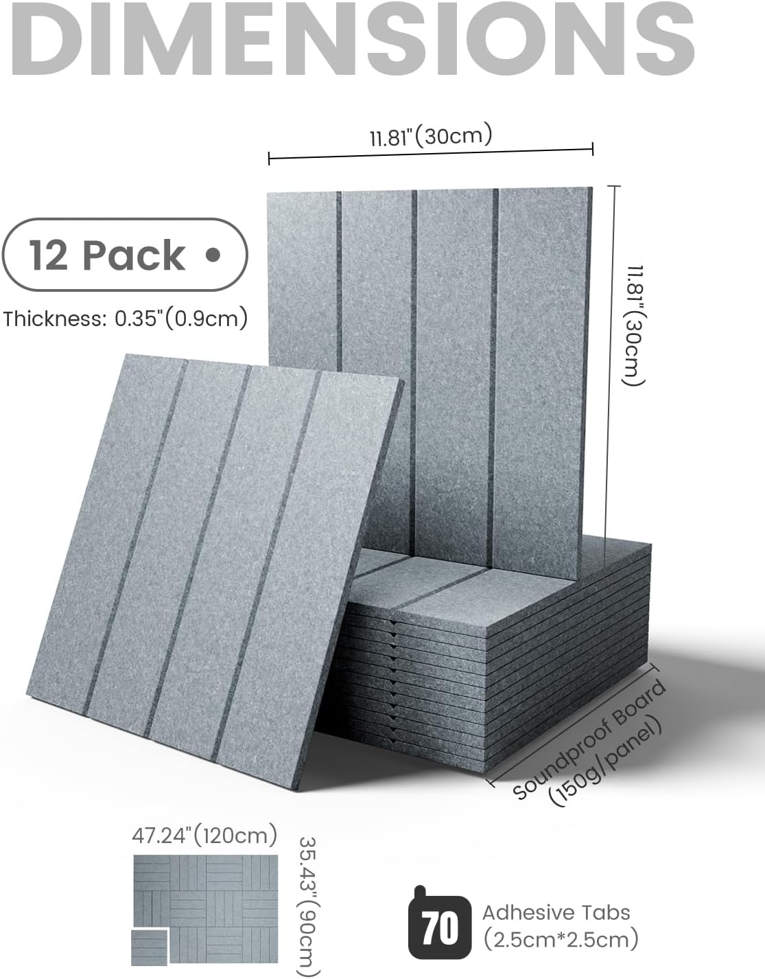 Fluxynara Large Felt Bulletin Board 48" x 36" Cork Board Alternative-12 Pack with 70 Safe Removable Adhesive Tabs, Cork Boards for Walls Cork Board for Home Office Classroom Pin Board (Oatmeal)
