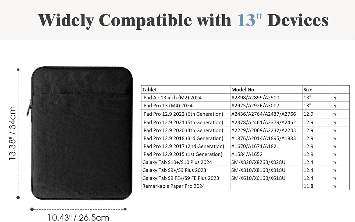 TiMOVO 9-11" Tablet Sleeve Bag for iPad 11-inch A16 2025, iPad 10.9"/10.2"| Air 11 Inch/5th/4th Gen. 10.9", Galaxy Tab A9+/A11Plus 11", Protective Bag Fit Smart Keyboard, Dusty Blue