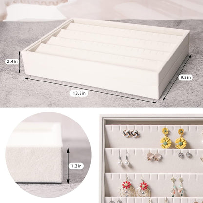 Coward Sunglass Organizer, Beige Velvet Glasses Trays - Eyeglasses Watches Jewelry Display - Men Women (8 Grids)
