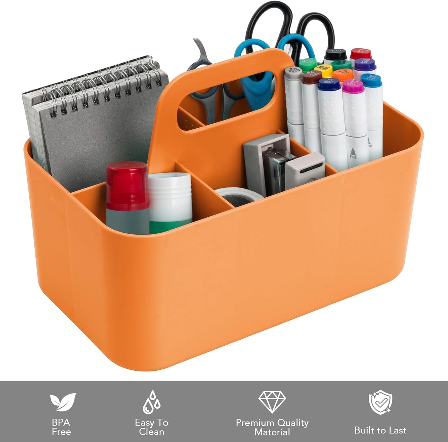 Tiawudi 2 Pack Caddy Organizer with Handle, Portable Plastic Caddy, Storage Organization for Cleaning, Bath, Makeup, Art, Craft, Stationery, Classroom and Office, Tote Organizer