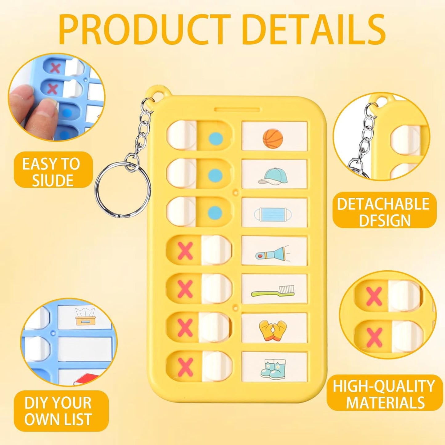 3Pcs Reminder Board for The Elderly Portable ADHD Tools for Kids Detachable Visual Schedule Keychain Daily Task Planning Boards for Kids School Bag Creative Checklist Board with List Cards Stickers