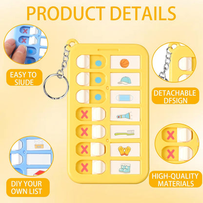 3Pcs Reminder Board for The Elderly Portable ADHD Tools for Kids Detachable Visual Schedule Keychain Daily Task Planning Boards for Kids School Bag Creative Checklist Board with List Cards Stickers