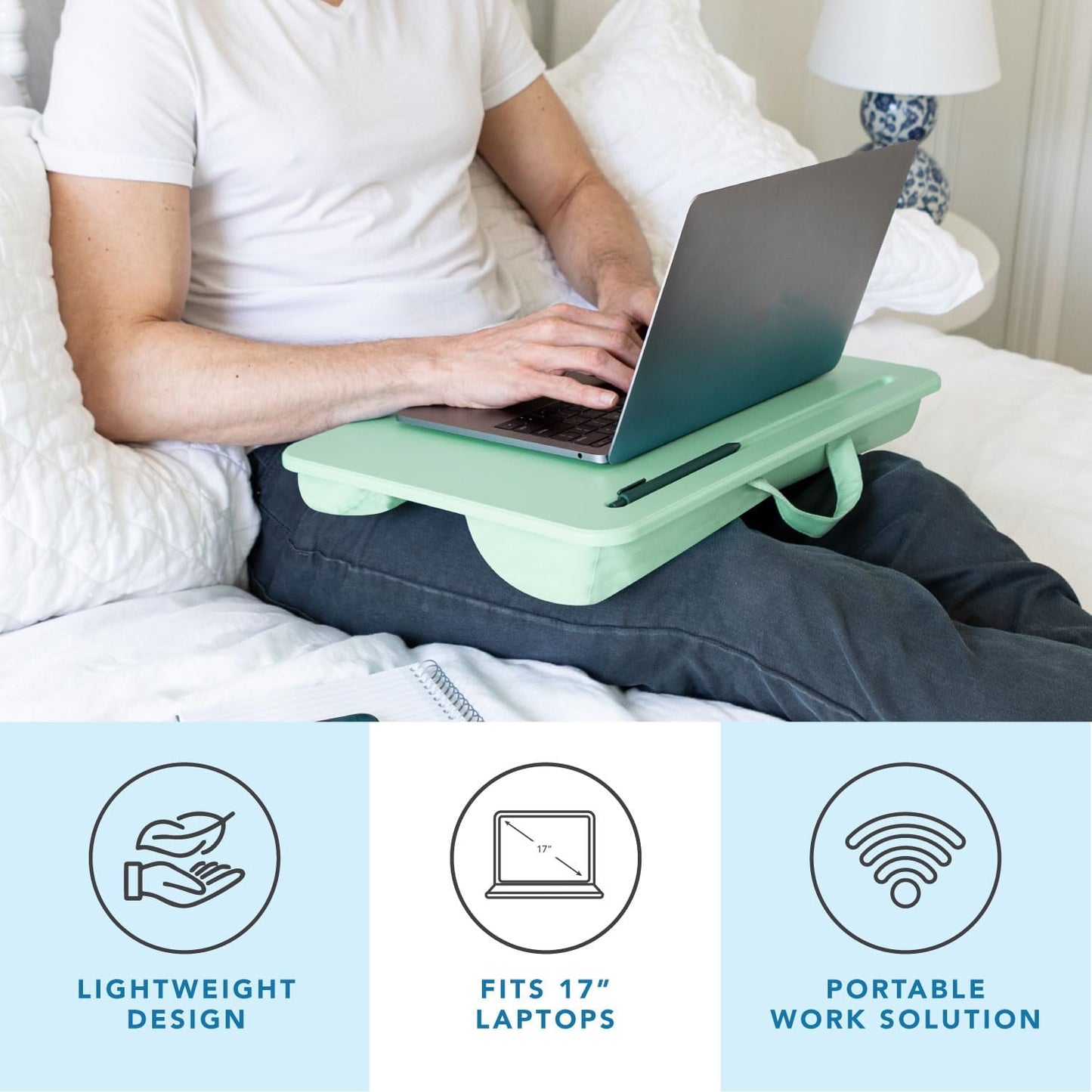 LAPGEAR Compact Lap Desk – Fits Up to 14″ Laptops – Charcoal – Style No. 43105