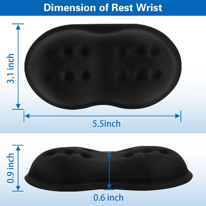 Mouse Wrist Rest, Canjoy 2 Pack Memory Foam Soft Fabric Mouse Wrist Rest Pad Support Cushion with Anti-Skid Rubber Base,Ergonomic Pain Relief Mouse Hand Rest (Black)