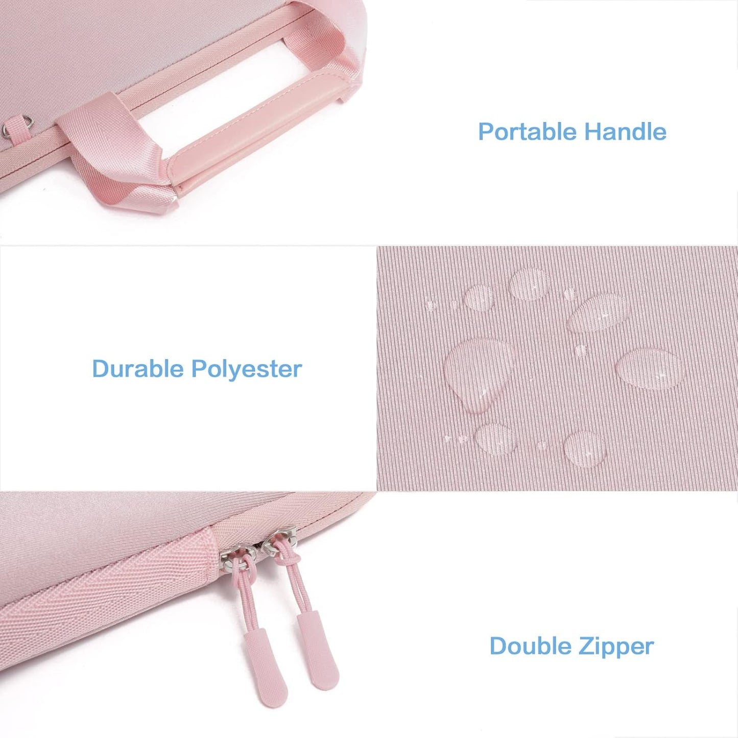 MOSISO Laptop Case 13.3 inch, 13-13.3 inch Laptop Sleeve Bag Compatible with MacBook Air/Pro 13 / Pro 14, HP Dell ASUS, Neoprene Carrying Computer Bag with Handle&Detachable Small Case, Pink