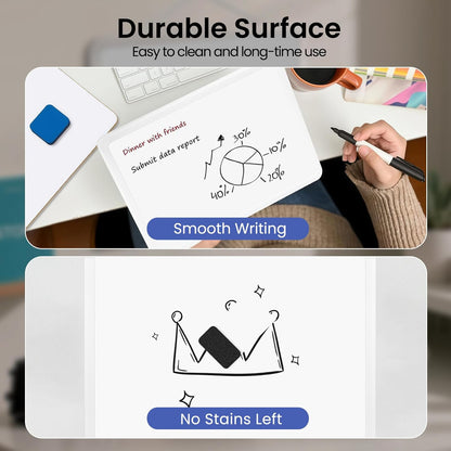 Small Dry Erase Board for Wall, 16" x 12" Double-Sided Hanging Whiteboard, Magnetic White Board with 4 Markers, 4 Magnets and 3 Mini Sticky Notes, Portable Whiteboard for Kids, School, Home, Office