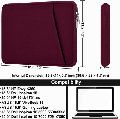 Laptop Sleeve, Durable Briefcase Shockproof Protective Case, Handbags Portable Laptop Bag for 15.6 inch HP Dell Asus Lenovo Notebook Computer with Front Pocket, Black
