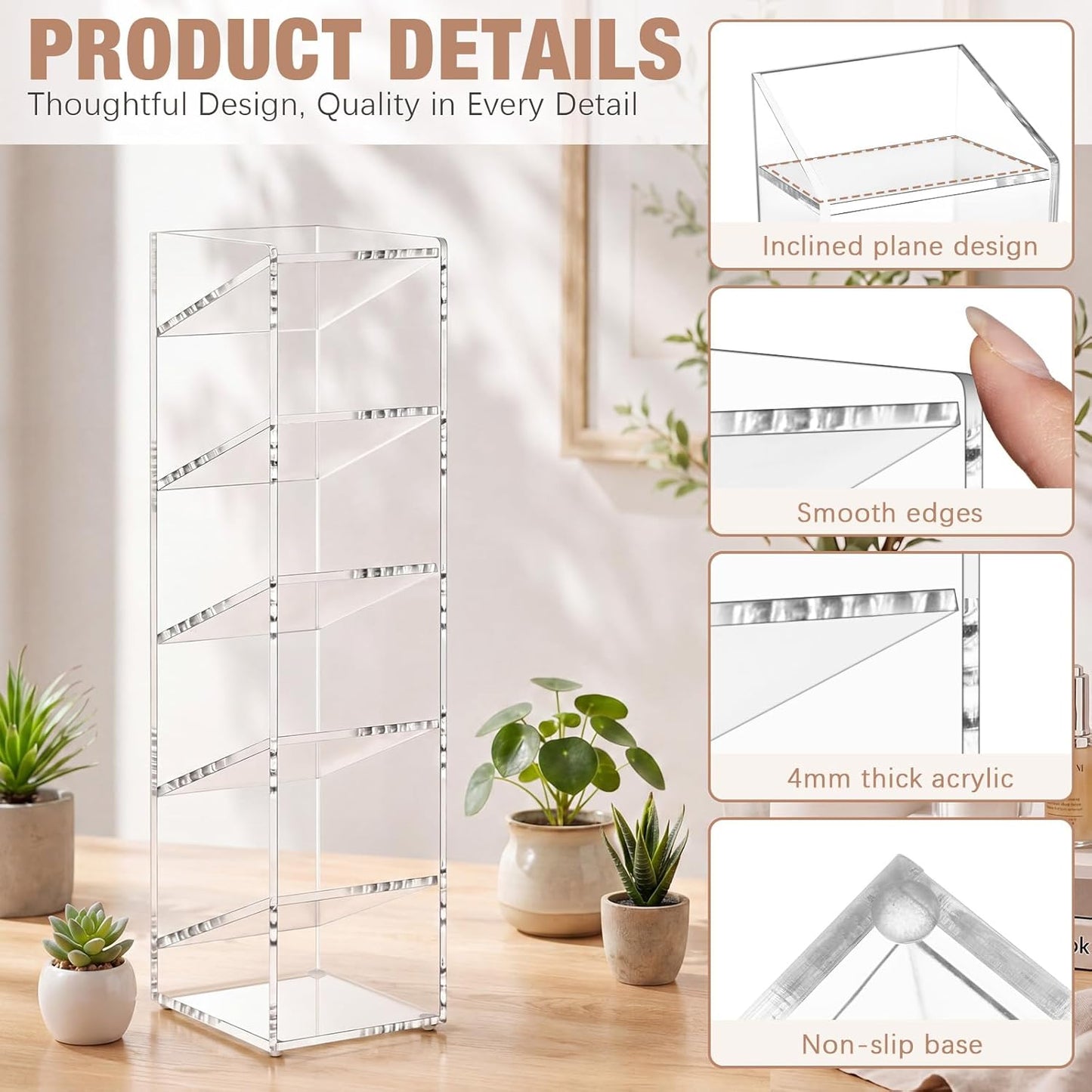 MotiMind Acrylic Pen Organizer Storage for 250 Markers Vertical Marker Organizer Acrylic Pen Display Holder for Office Desk Desktop Stationery Pencil Storage, Clear, 13 x 4 x 12.4 Inch