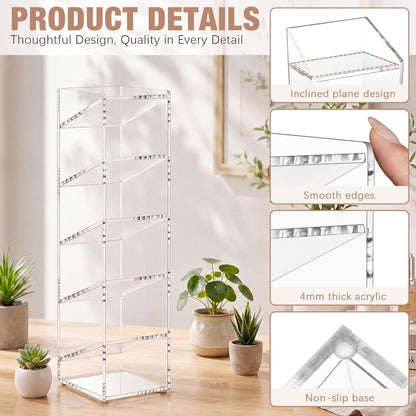 MotiMind Acrylic Pen Organizer Storage for 250 Markers Vertical Marker Organizer Acrylic Pen Display Holder for Office Desk Desktop Stationery Pencil Storage, Clear, 13 x 4 x 12.4 Inch