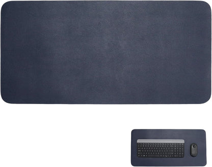 Double-Sided Keyboard Mouse Pad, 31.5"x15.7" PU Leather and Cork Desk Mat Large Overlocked-Edge Desk Pad with Matching Thread, Black