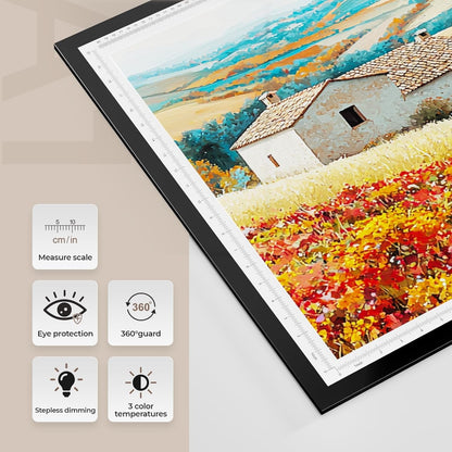 A2 Light Pad 26"x19", 10000+ LUX High Brightness, 3 Colors & 10-Level/Stepless Dimming,Light Board Extra Large with UL Adapter for Diamond Painting, Drawing, Tracing, Sketching-Aluminum Frame