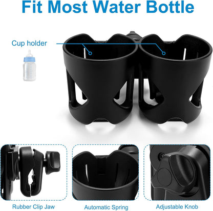 Accmor Stroller Cup Holder, Universal Cup Holder for Stroller Walker Bike, 360° Rotatable Large Caliber Designed Bottle Holder for Stroller, Bike, Wheelchair, Scooter