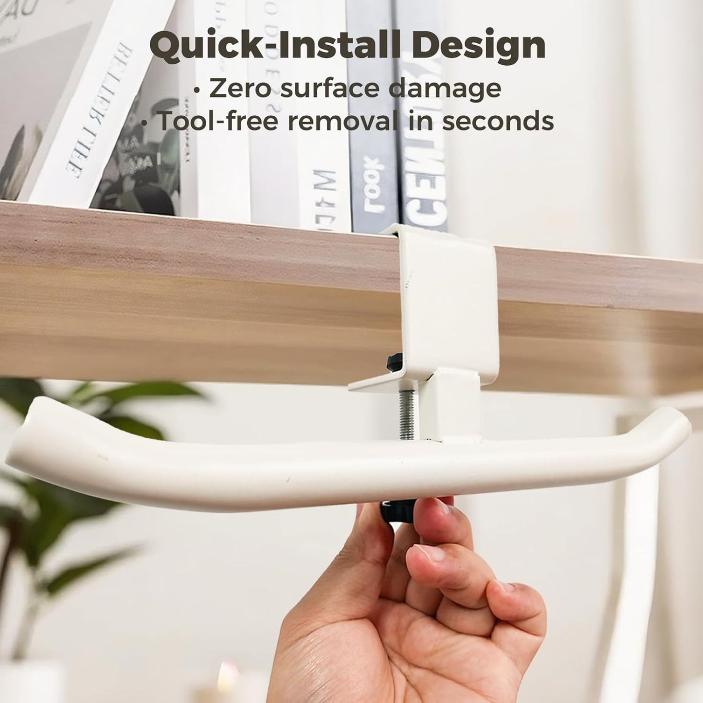 80-lb Heavy-Duty Bag Hook for Desk or Table,Adjustable Purse Hanger,Purse Hook,Backpack Holder for Table & Handbag Hanger,Space-Saving Organizer for Classroom, Dorm Office,Home,and Cafe Tables (White)