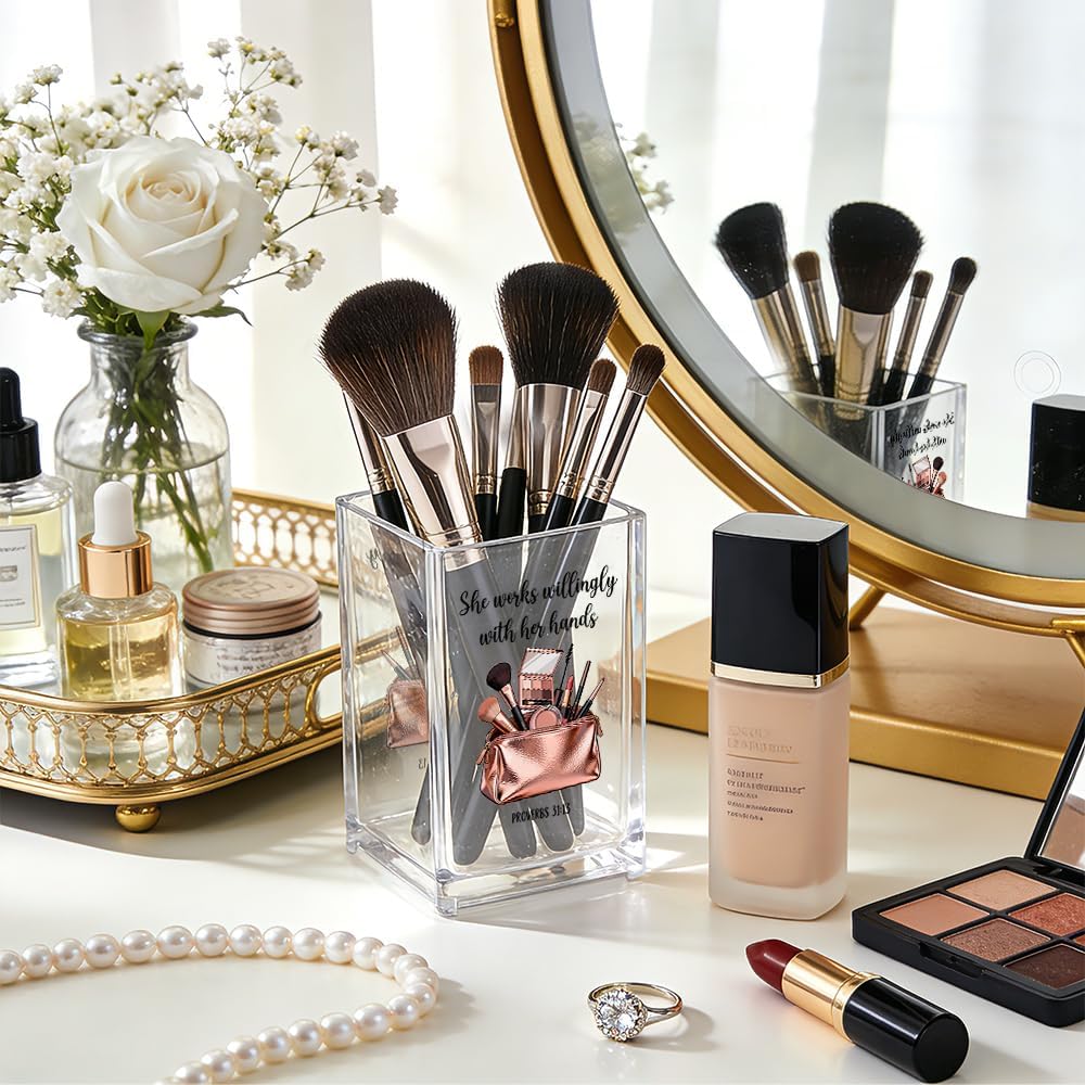 The Makeup Artist Acrylic Cosmetic Pencil Pen Holder, Funny Vanity Accessories for Girls, Makeup Brushes Holder for Beauty Specialist Esthetician, Make Up Artist MUA Appreciation Gifts