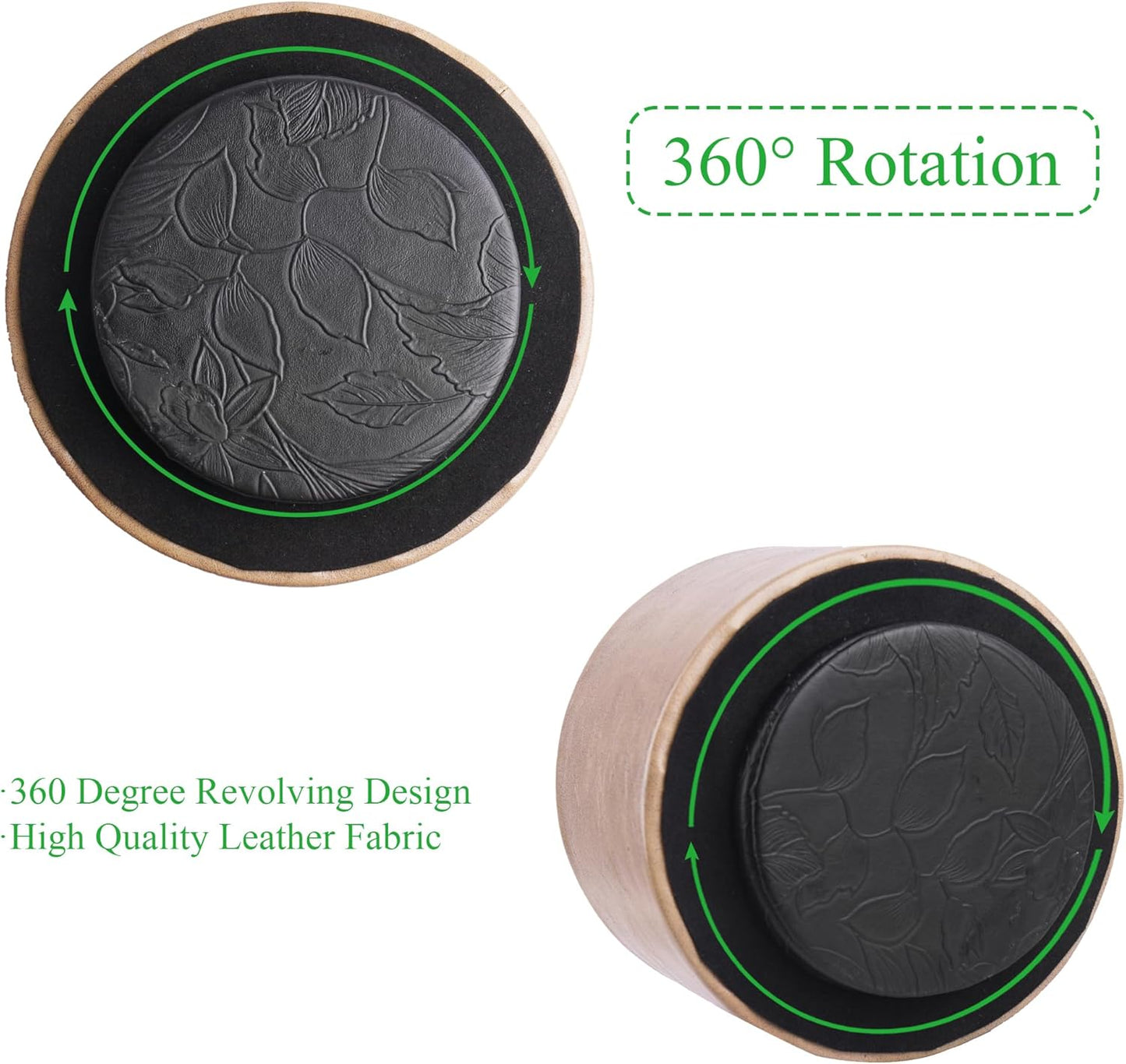 Round Leather Art Supply Organizer,Remote Control Holder,360 Degree Rotating,Multi-Functional Pencil Holder,4 Compartments Desktop Stationary Organizer(1-Fractal Flower) | Round - Colors B