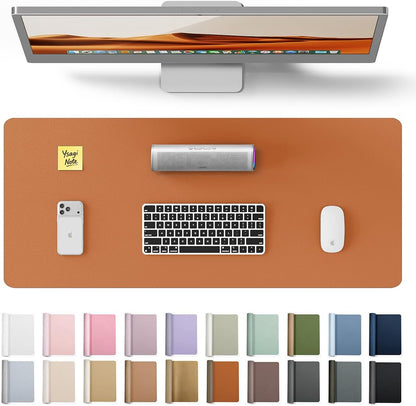 YSAGi Large Extended PU Leather Desk Pad Protector – Non-Slip Waterproof Desk Mat for Office & Home, Easy Clean Mouse Pad & Laptop Writing Blotter 35.4"x17" Black - Colors A