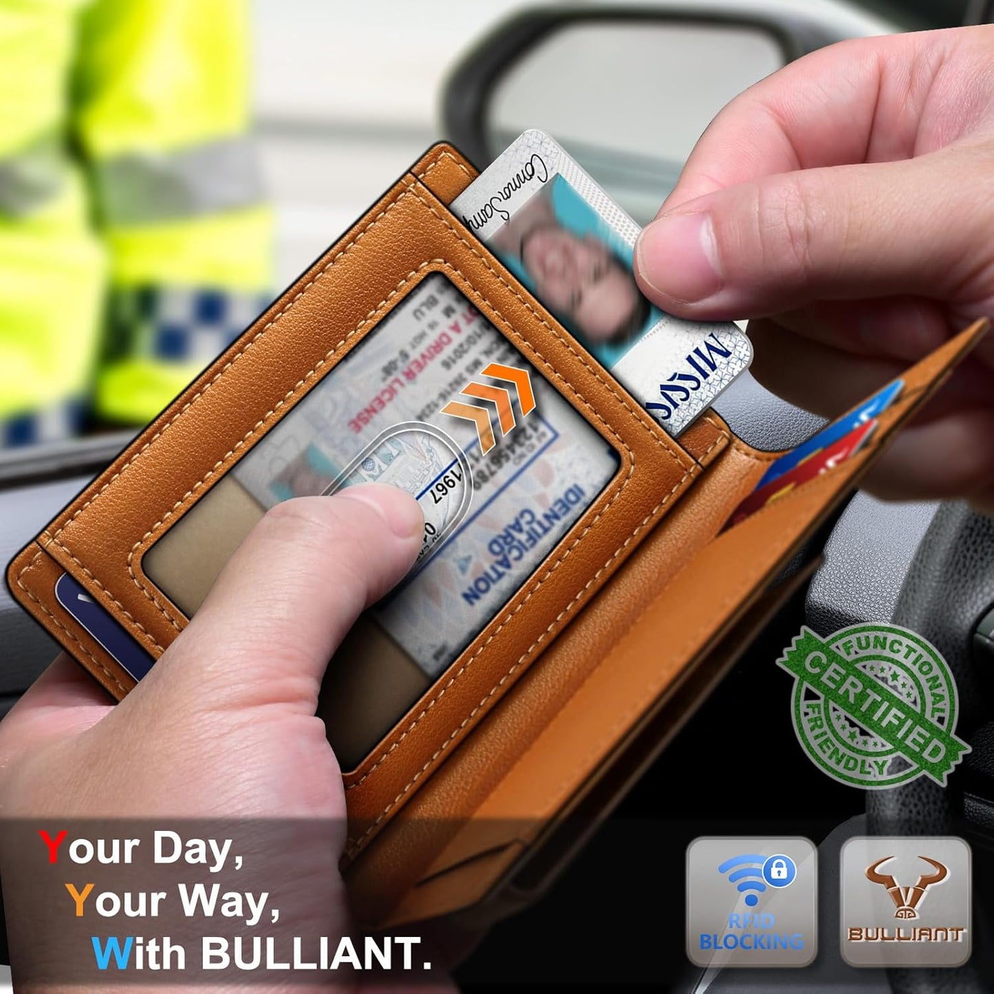 BULLIANT Men Airtag Wallet,Slim Wallet Money Clip Card Holder Magnetic Closure 12 Cards in Front Pocket RFID Blocking