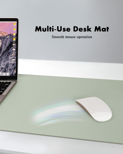 YSAGi Double-Sided Desk Pad, 31.5"x15.7"Leather Desk Mat, Eco Cork Desk Pad Protector,Large Mouse Pad,Waterproof Desk Blotter for Office/Home(Coffee)