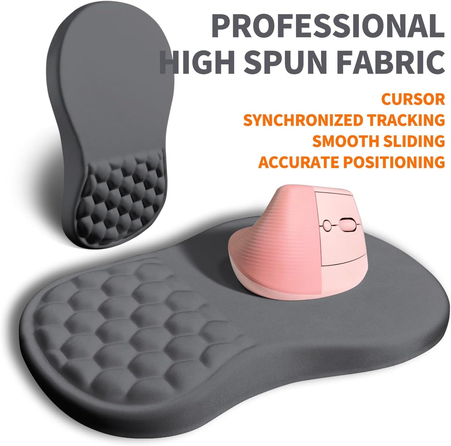 Ergonomic Joint Wrist Support Mouse Pad with Memory Foam Cushion Massage Bump, Carpal Tunnel Pain Relief Mousepad Slope Design for Wrist Rest, 11.8x7.9 in, Black