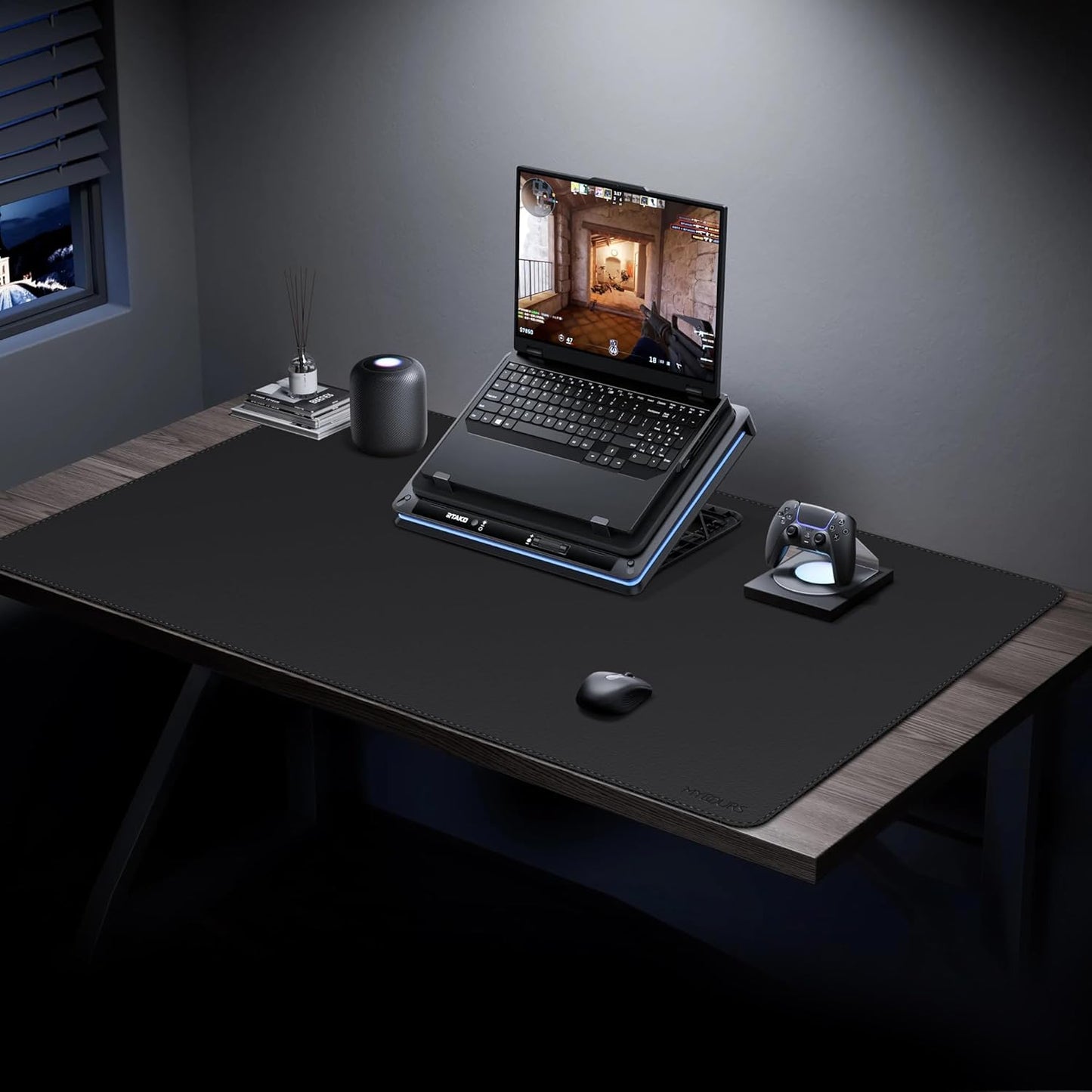 Mydours 40" x 20" Extra Large Desk Mat, PU Leather & Cork Desk Pad, Large XXL Desk Mouse Pad for Workstation, Office, Home, Computer Desk Mat with Keyboard & Mouse (Black)